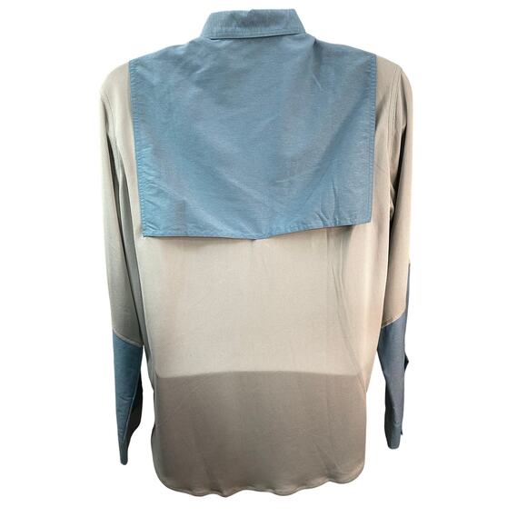 LL Bean Fishing Shirt Men Medium Blue Gray Hybrid Angler Vented Long Sleeve - Picture 2 of 9